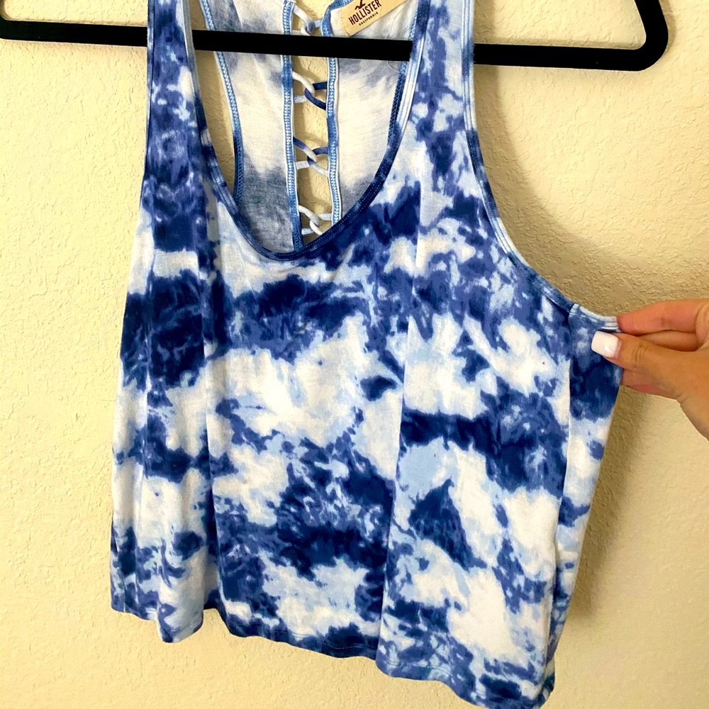 Hollister blue tie-dye crop top